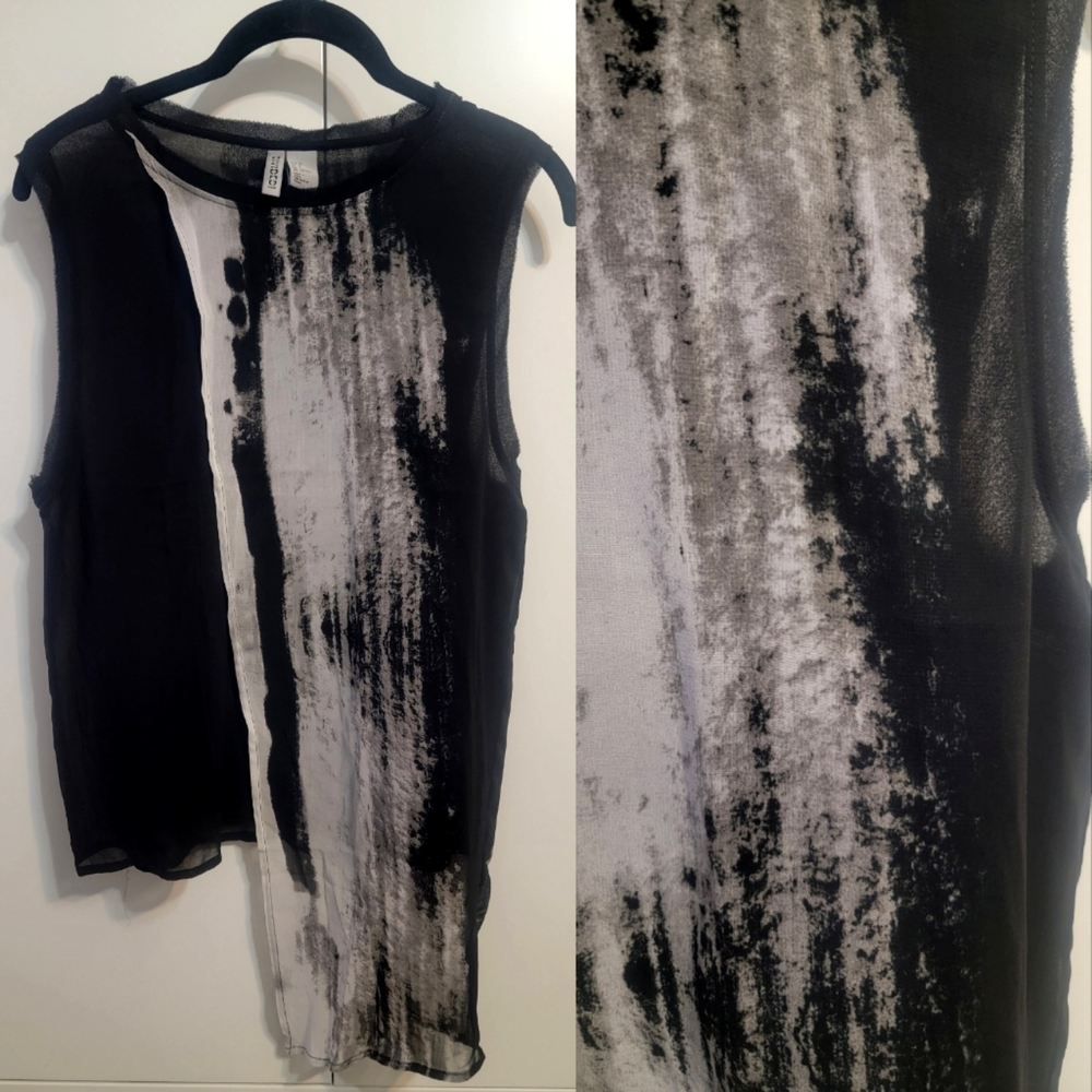NWT H&M Sheer Layered Black and White Blouse